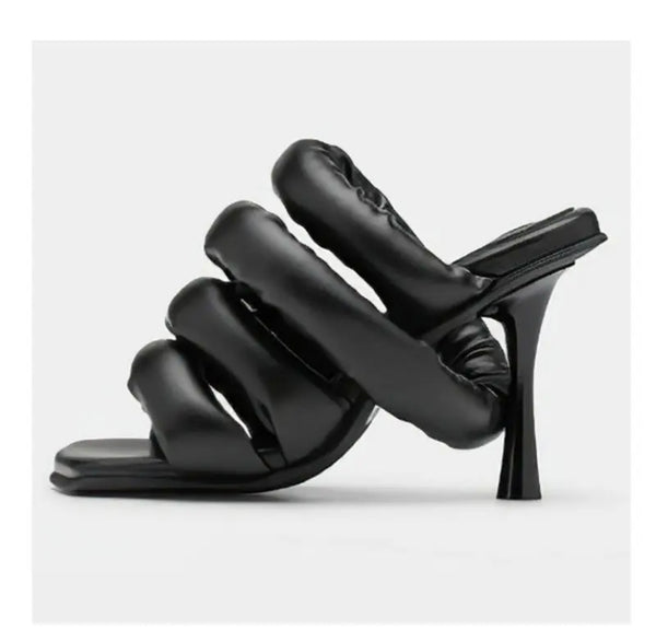 Women Fashion Open Toe Slide On High Heel Sandals