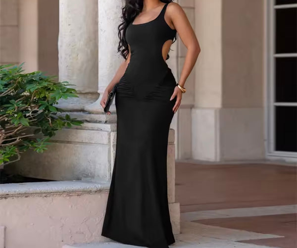 Women Sexy Sleeveless Open Back Maxi Dress