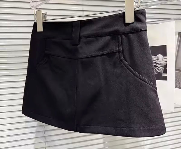 Women Color Sexy Fashion Pocket Short Skirt