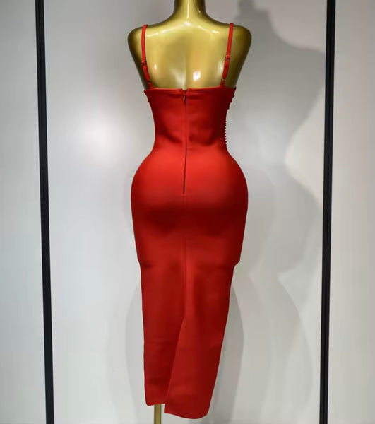 Women Sexy Sleeveless Rhinestone Bandage Dress