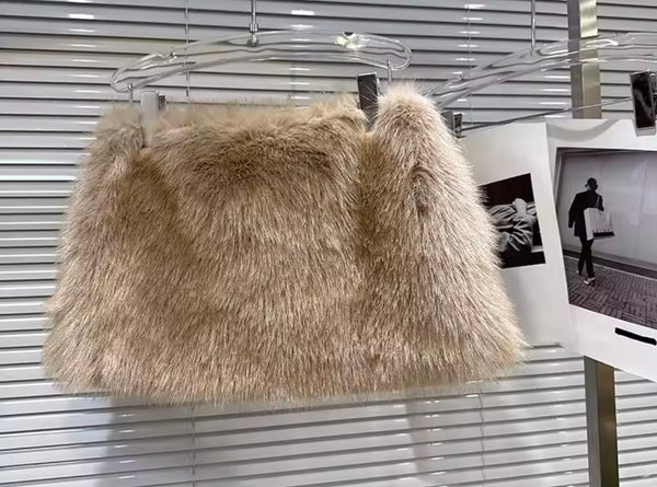Women Fashion Color Faux Fur Skirt