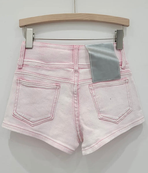 Women Fashion Button Color Denim Shorts