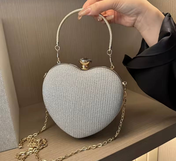 Women Fashion Heart Shape Chain Handbag Purse