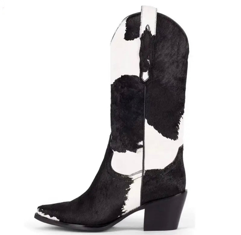 Women Fashion Animal Print Western Boots