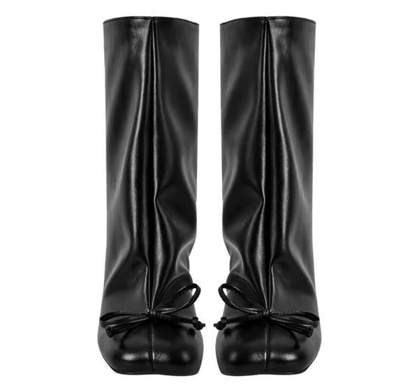 Women Fashion Round Toe Bow Ankle Boots