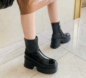 Women Fashion Ankle/Mid/Knee High Patent Leather Boots