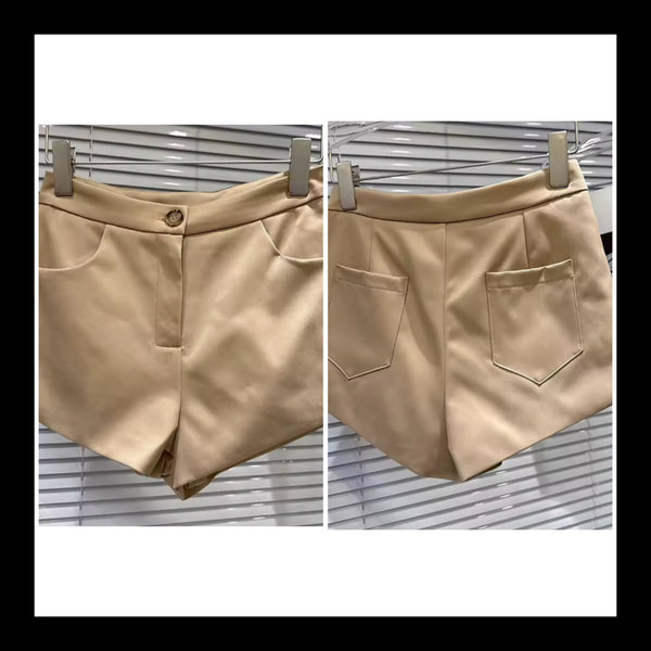 Women Fashion Khaki Pocket Shorts