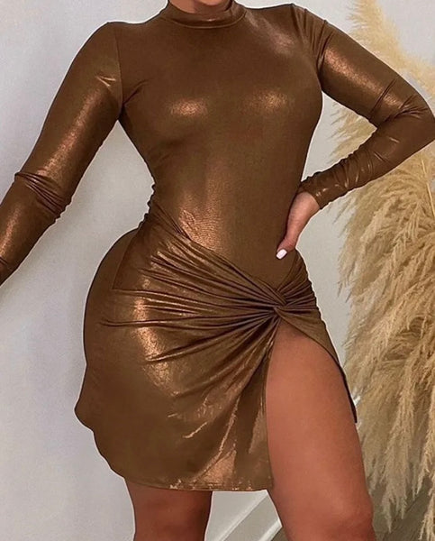 Women Sexy PU Full Sleeve Bodysuit Two Piece Skirt Set