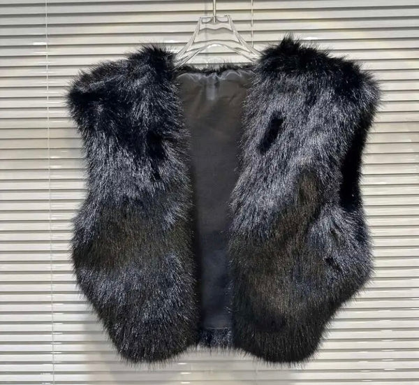 Women Sleeveless Fashion Faux Fur Vest Jacket