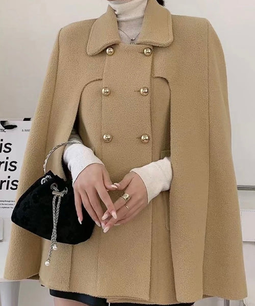 Women Button Fashion Spliced Sleeve Trench Jacket