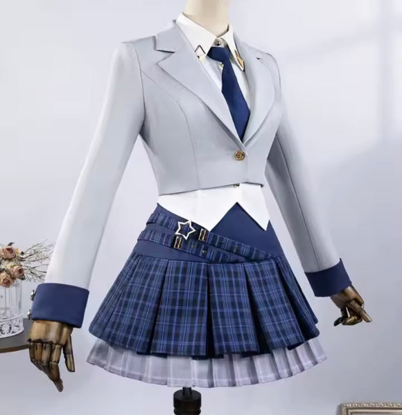Women Fashion Plaid Three Piece Pleated Skirt Set