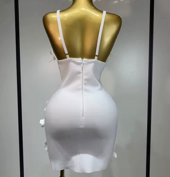 Women Sexy Sleeveless 3D Floral Embellishment Dress