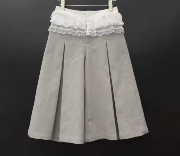 Women Button Up Sleeveless Two Piece Pleated Skirt Set