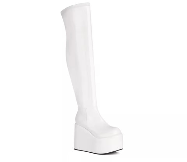 Women Fashion Patent Leather Platform Knee High Boots