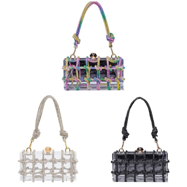 Women Fashion Bling Transparent Handbag Purse