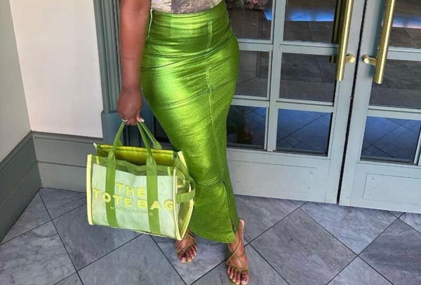 Women Sexy Green PU Fashion Maxi Skirt