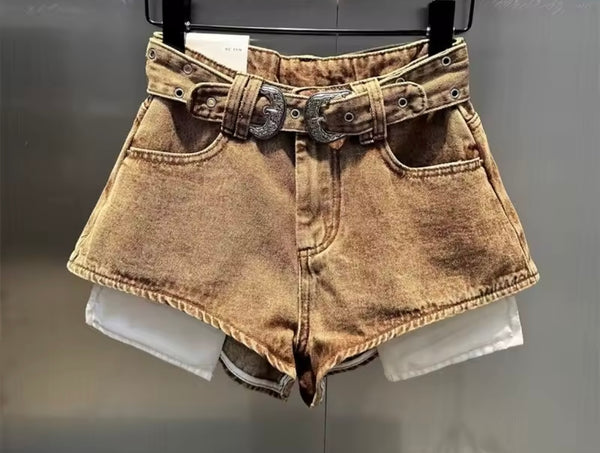 Women Fashion Denim Pocket Mini Shorts