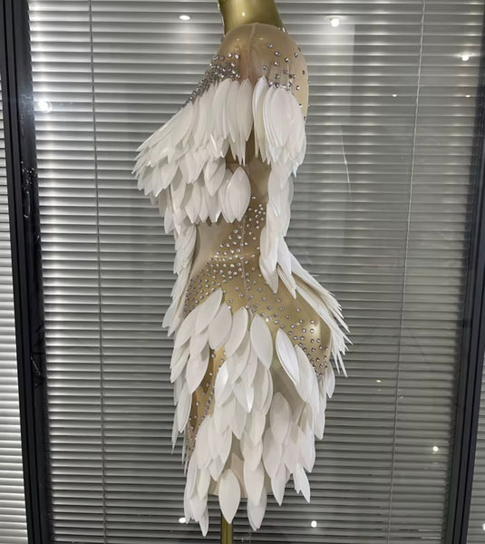 Women Sexy Sleeveless Sequins Rhinestone Mesh Dress