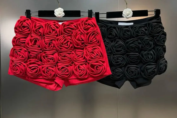 Women Sexy Rose Strapless Crop Top/ Shorts