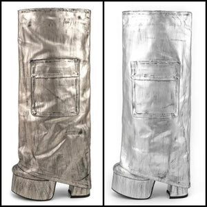 Women Metallic Platform Fashion Knee High Boots