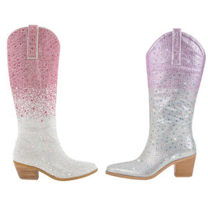 Women Fashion Color Bling Western Boots