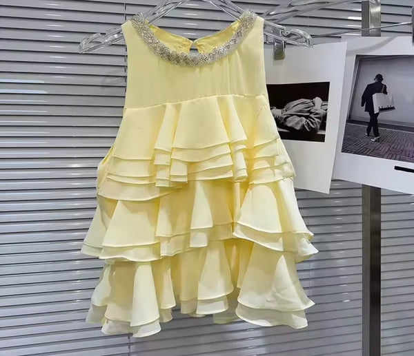 Women Sleeveless Bling Ruffled Fashion Top