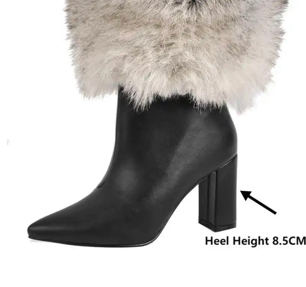 Women Fashion Pointed/Round Toe Faux Fur Boots