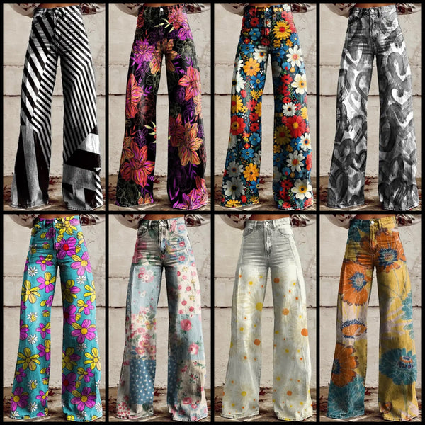 Women Fashion Printed Wide Leg Pants