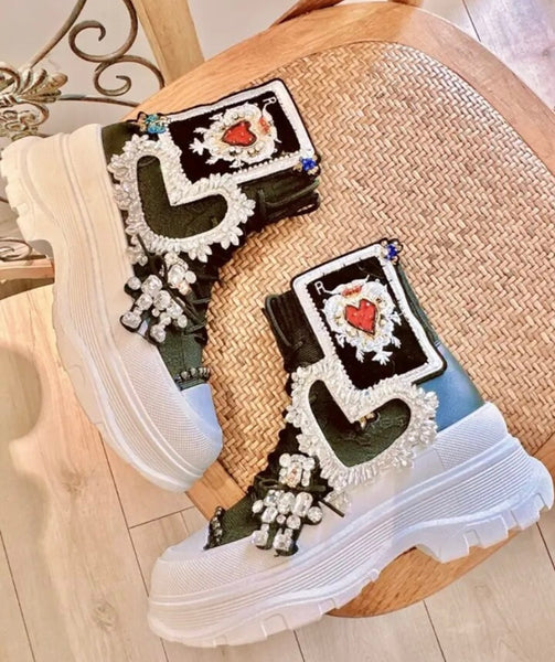 Women Fashion Color Patchwork Platform Lace Up Sneakers