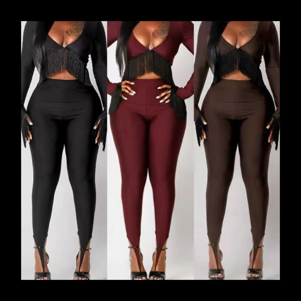 Women Fringe Tassel Full Sleeve Fashion Two Piece Pant Set