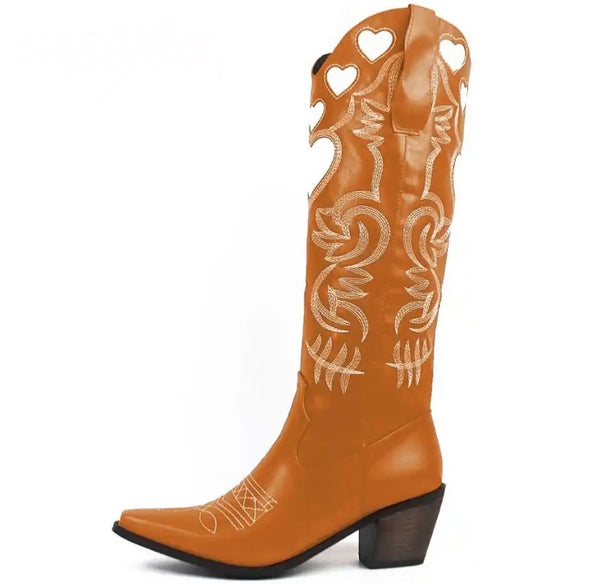 Women Fashion Heart Print Western Boots