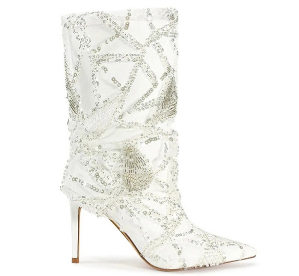 Women Fashion Sequins Patchwork Ankle Boots