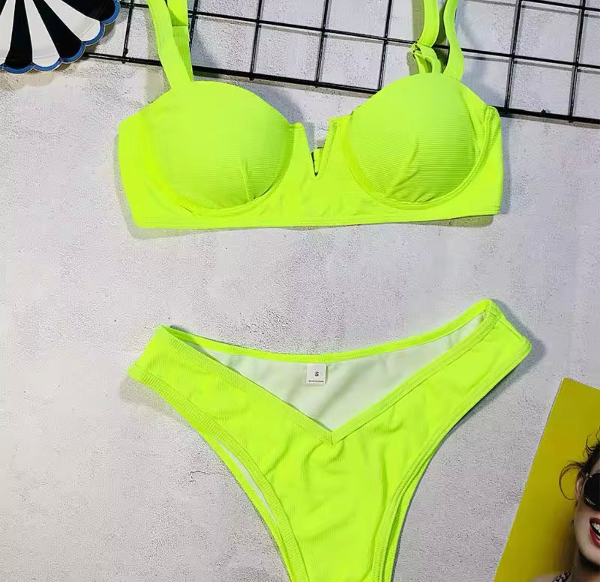Women Color Ribbed Sexy Bikini Swimsuit