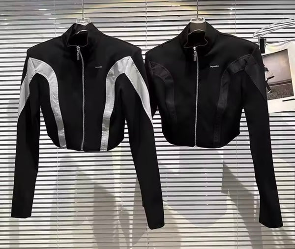 Women Black Fashion Zip Up Jacket