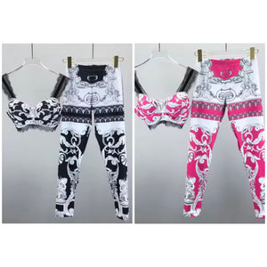 Women Sleeveless Printed Crop Two Piece Fashion Pant Set