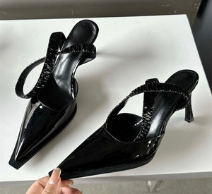 Women Pointed Toe Fashion Patent Leather Small Heel Shoes