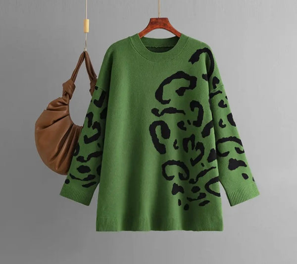 Women Fashion Color Printed Full Sleeve Sweater Top