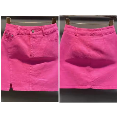 Women Pink Fashion Front Split Skirt