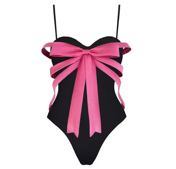 Women Sexy Color Patchwork Bow Bikini/Swimsuit Cover Up Set