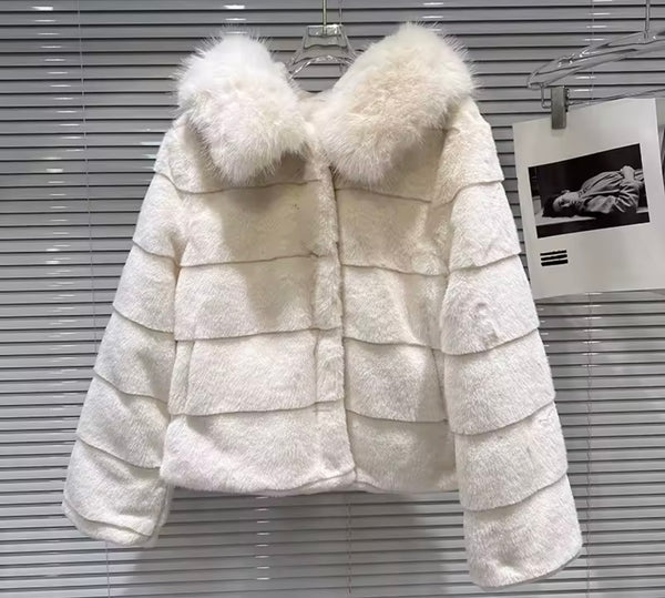 Women Fashion Hooded Faux Fur Warm Jacket