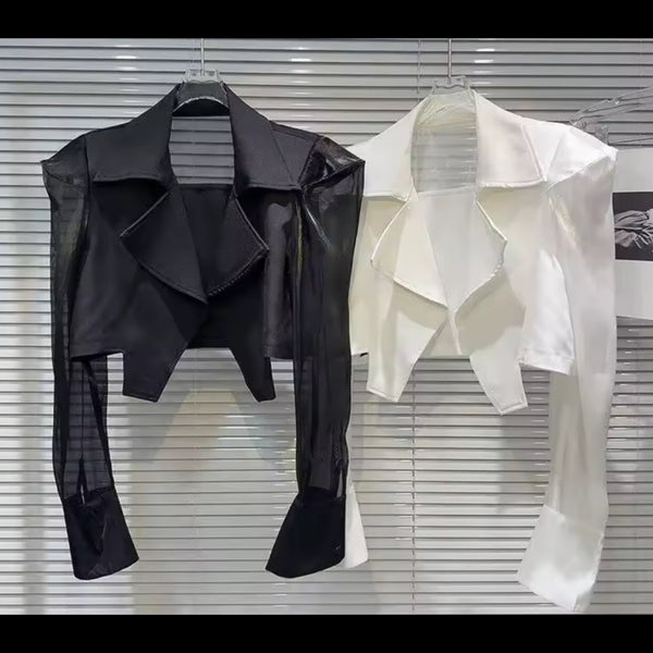 Women Fashion Mesh Collar Jacket