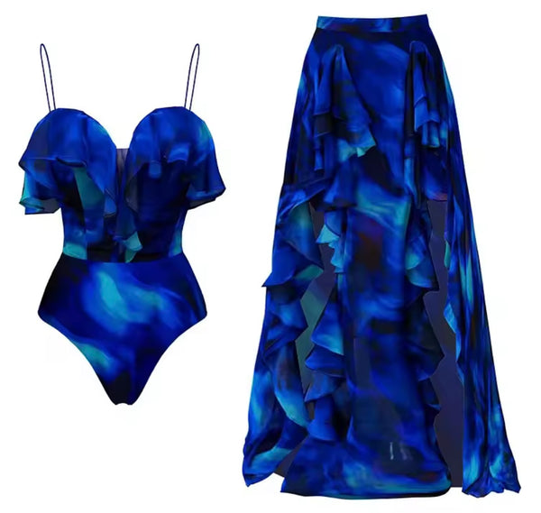 Women Sexy Colorful Ruffled Sweatsuit Cover Up Set