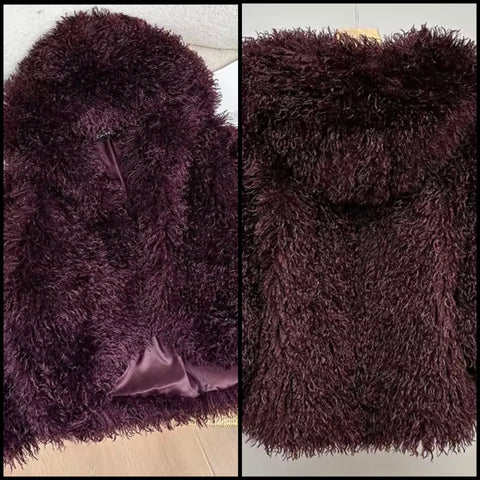 Women Fashion Hooded Faux Fur Warm Jacket