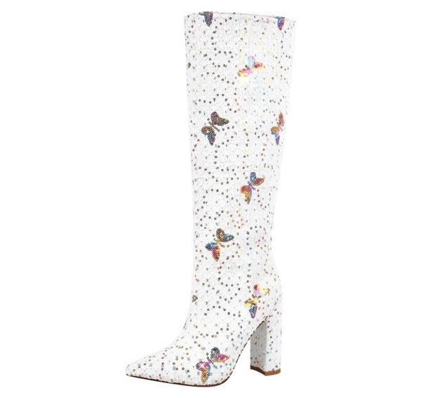 Women Fashion Square Heel Knee High Boots