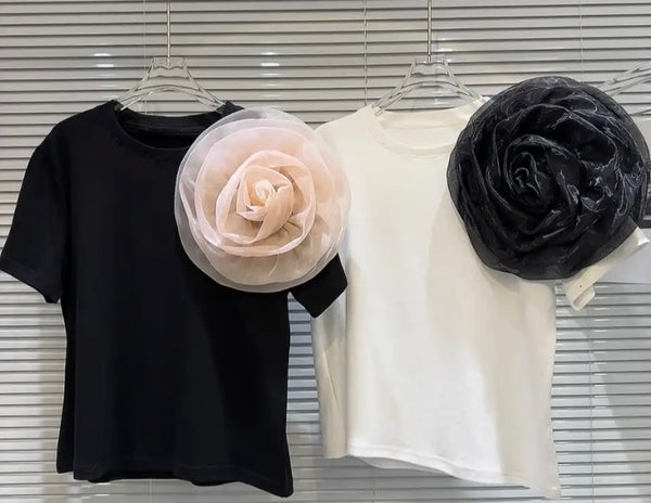 Women Fashion Short Sleeve Floral Patchwork Top