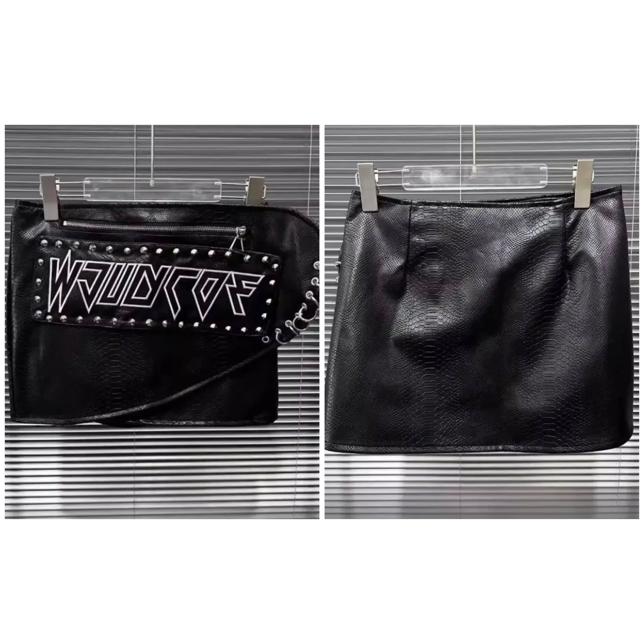 Women Fashion Letter Print Faux Leather Wrap Skirt