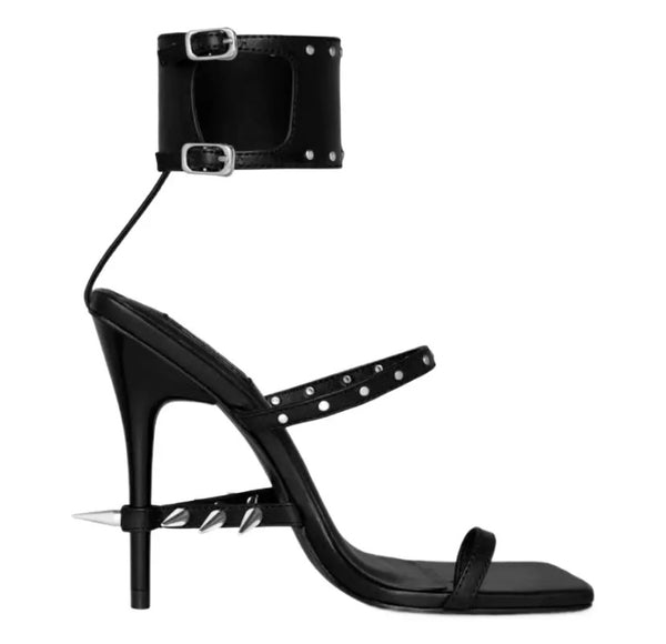 Women Fashion Open Toe Rivet Spiked High Heel Ankle Strap Sandals