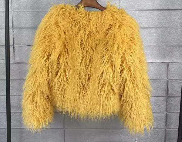 Women Color Fashion Faux Fur Jacket