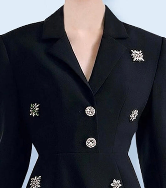 Women Sexy Bling Color Patchwork Full Sleeve Blazer Dress