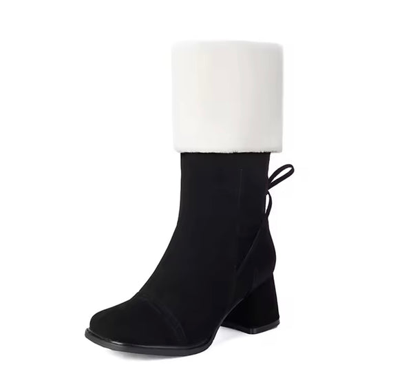 Women Fashion Wool Suede Zip Up Ankle Boots